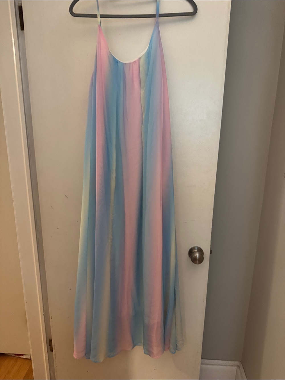 Pink Lily Pastel Rainbow Slip Dress in Pink, Blue, Yellow